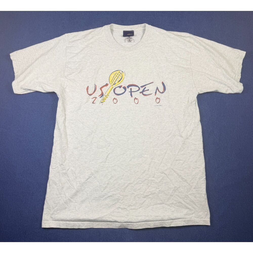 Vintage 2000 US Open Tennis USTA Graphic T Shirt Mens XL Single Stitch Gray